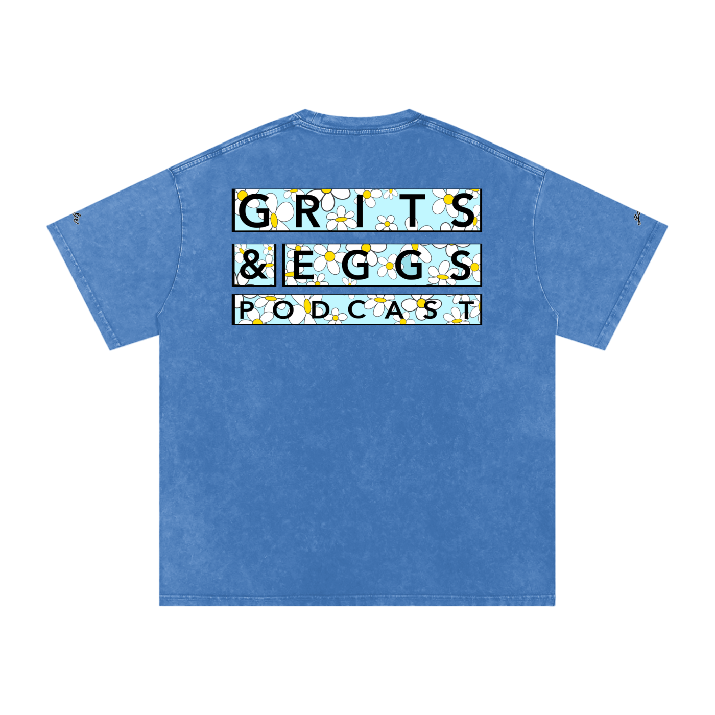 Spring Daisies - Signature Logo - Snow Washed Oversized Tee