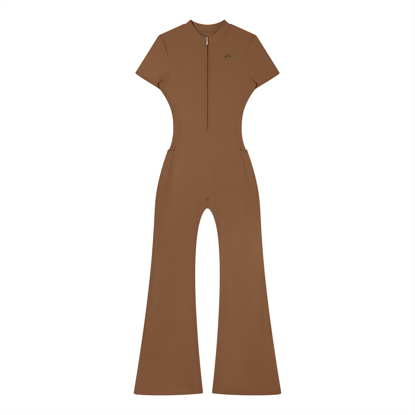 BodyCon Flared Quarter-Zip Jumpsuit