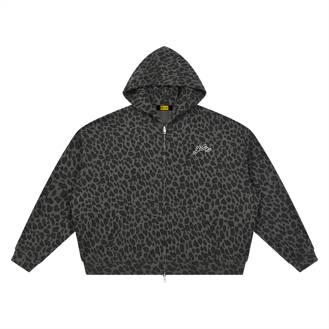 Signature Logo - Leopard Waffle Zip Up Hoodie