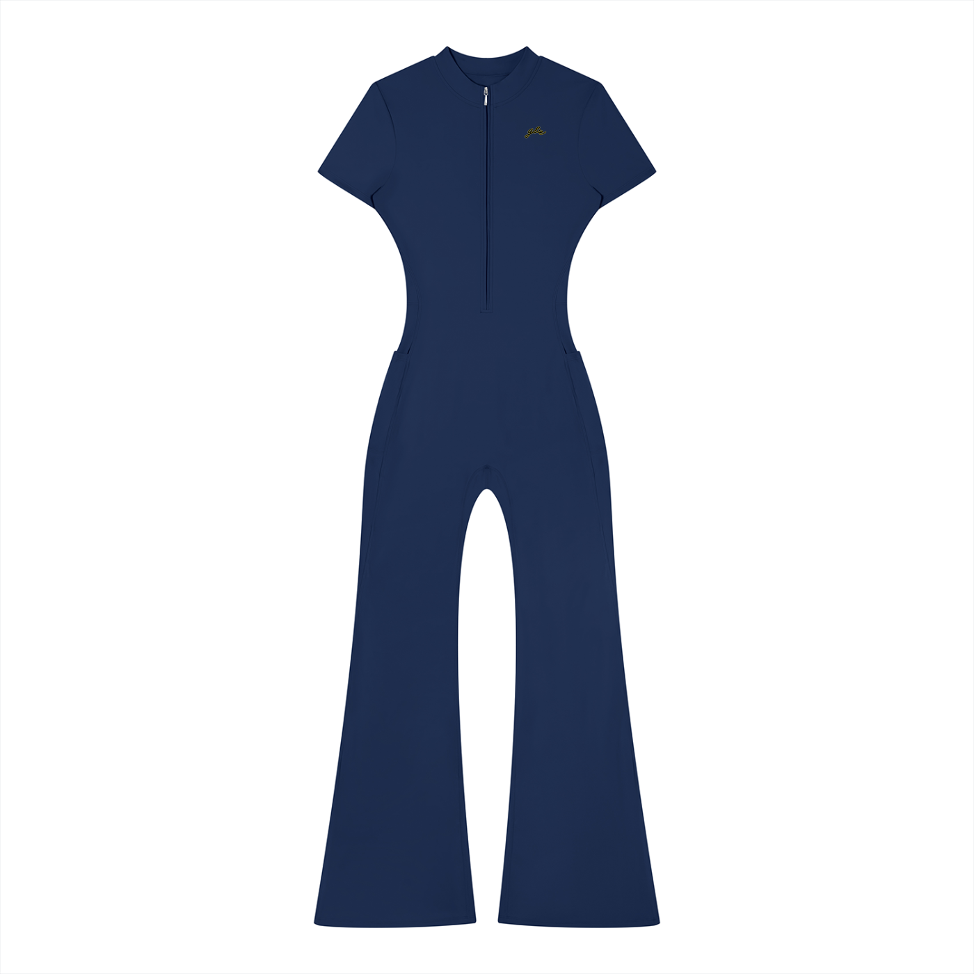 BodyCon Flared Quarter-Zip Jumpsuit