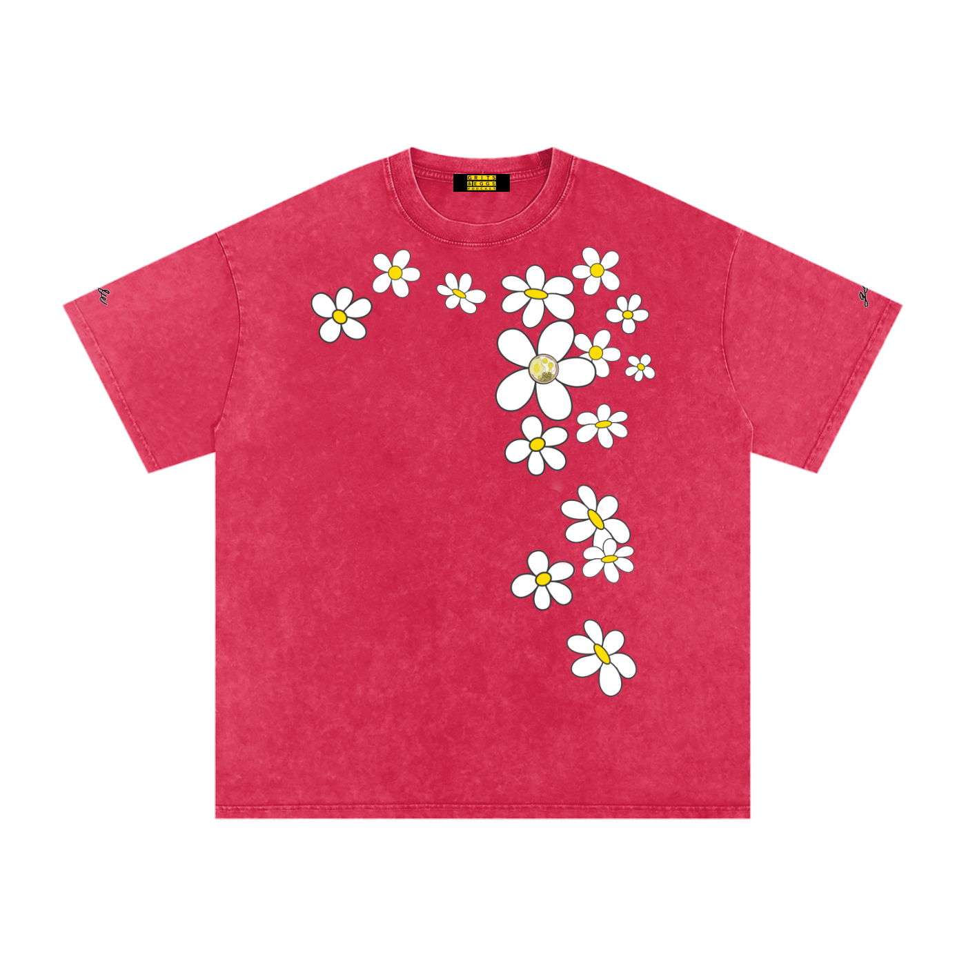 Spring Daisies - Signature Logo - Snow Washed Oversized Tee