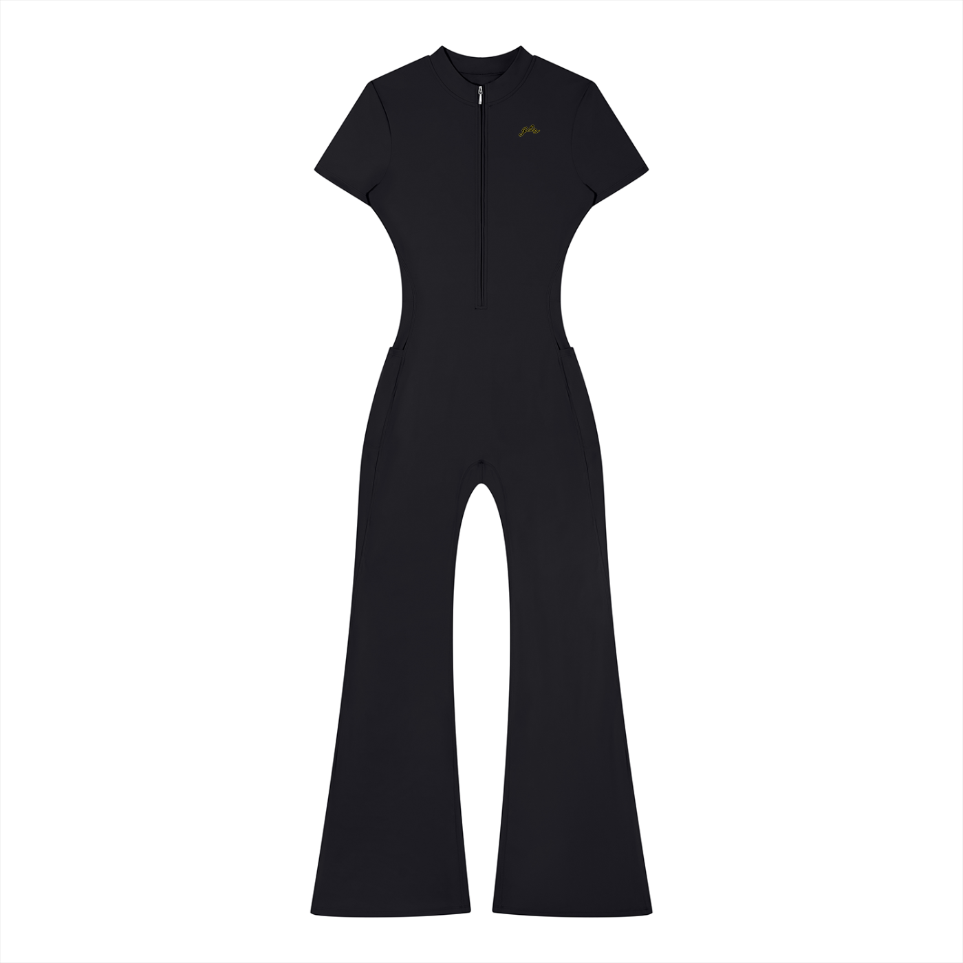 BodyCon Flared Quarter-Zip Jumpsuit