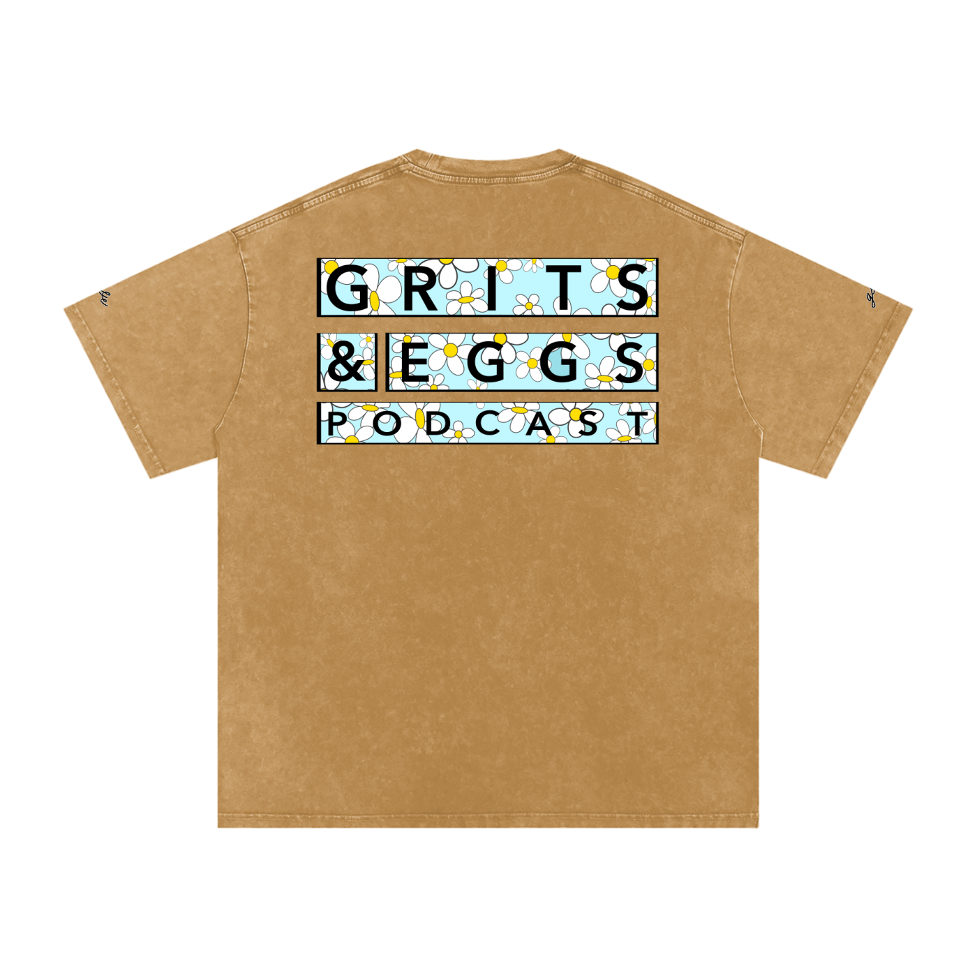 Spring Daisies - Signature Logo - Snow Washed Oversized Tee