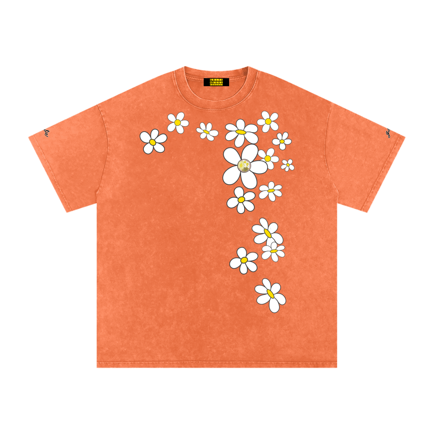 Spring Daisies - Signature Logo - Snow Washed Oversized Tee