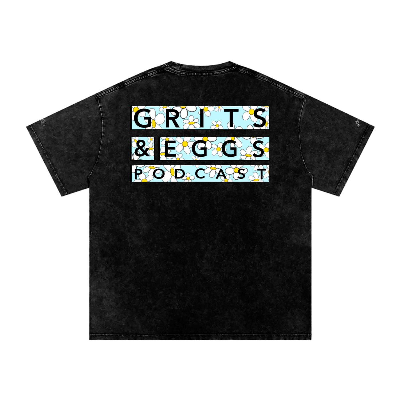 Spring Daisies - Signature Logo - Snow Washed Oversized Tee