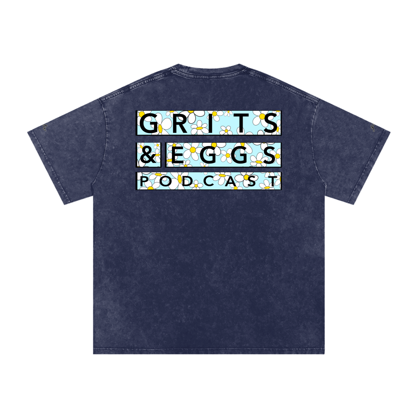 Spring Daisies - Signature Logo - Snow Washed Oversized Tee