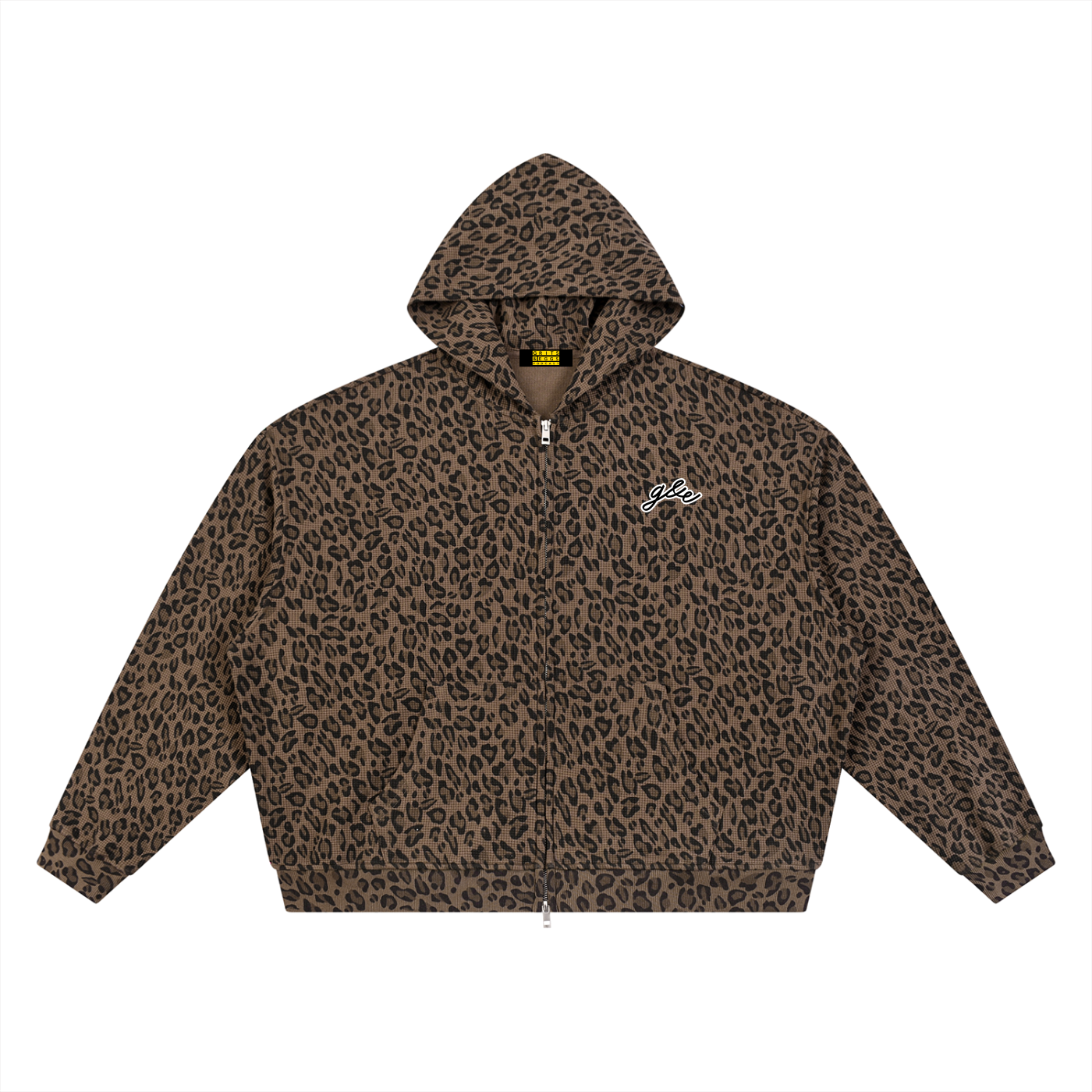 Signature Logo - Leopard Waffle Zip Up Hoodie