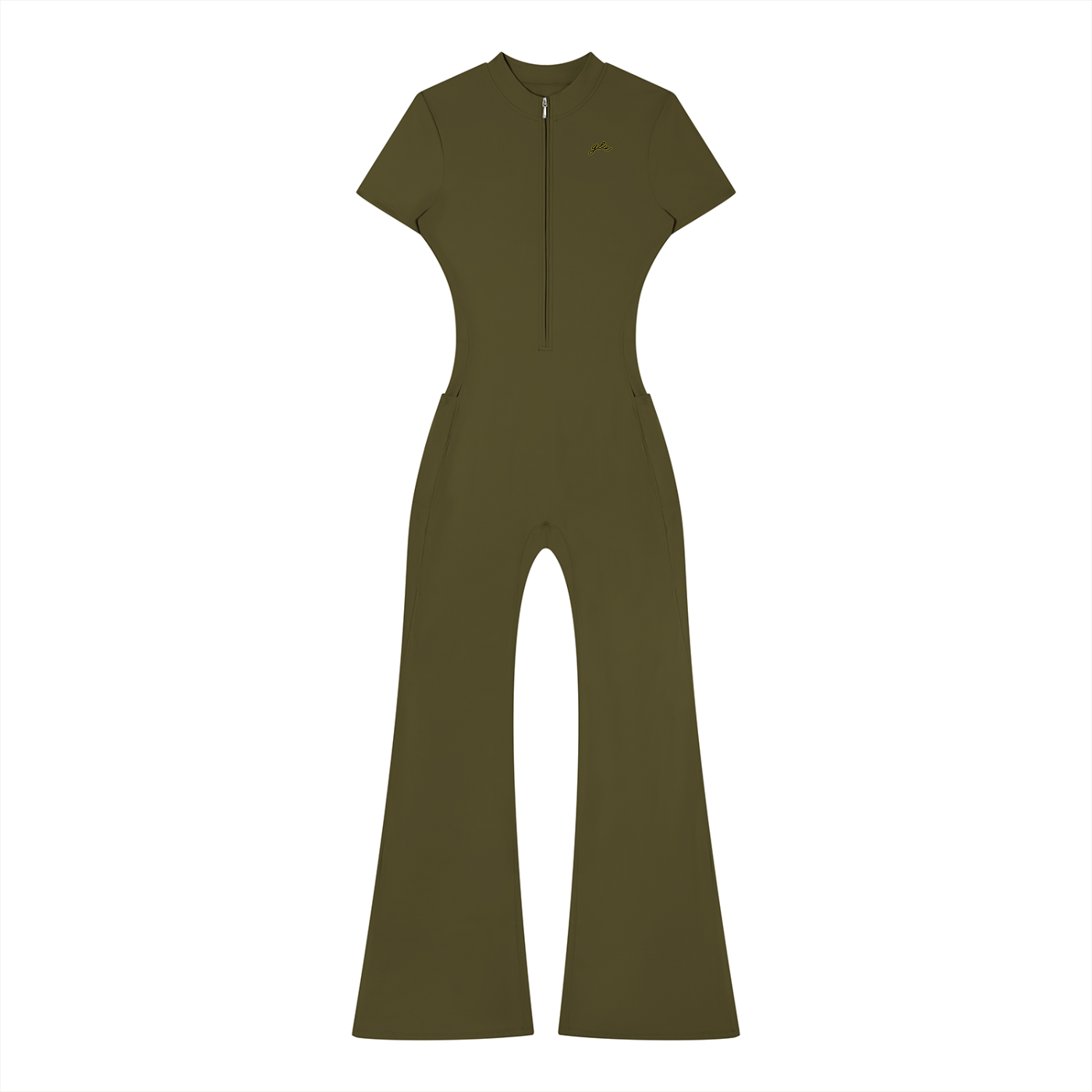 BodyCon Flared Quarter-Zip Jumpsuit