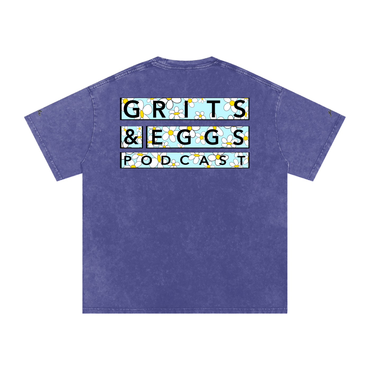 Spring Daisies - Signature Logo - Snow Washed Oversized Tee