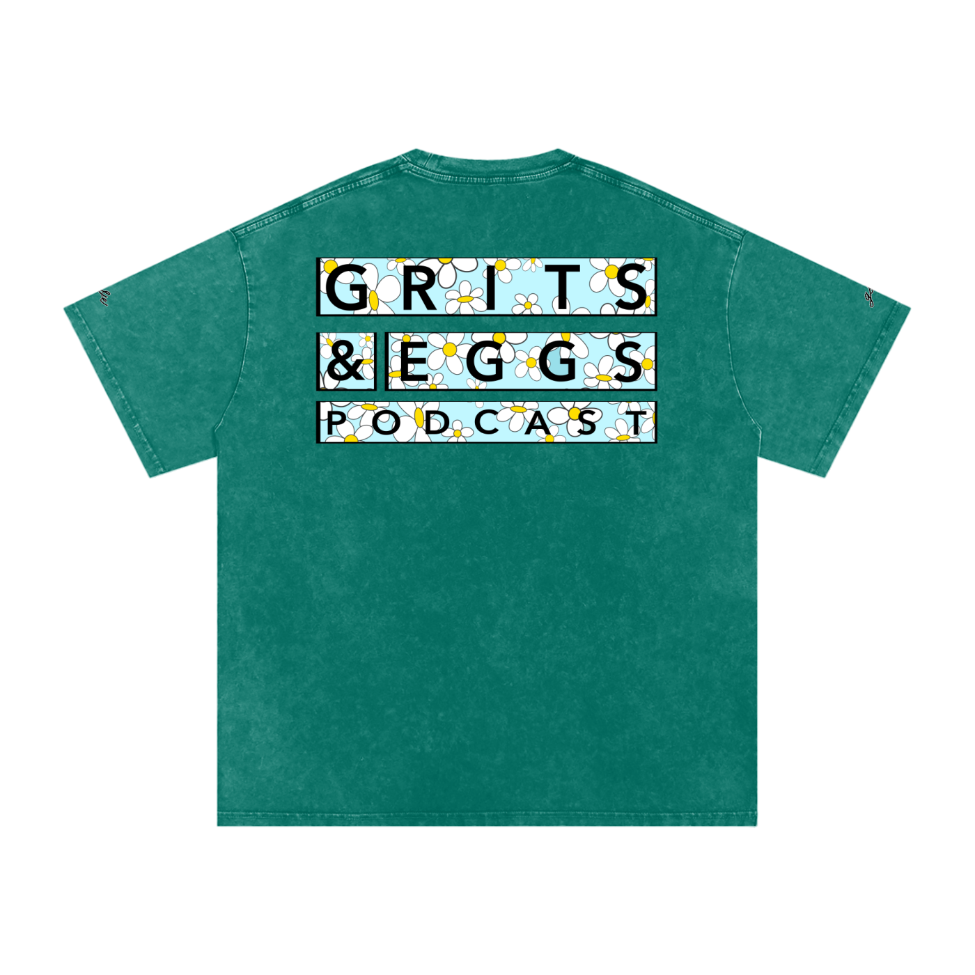 Spring Daisies - Signature Logo - Snow Washed Oversized Tee