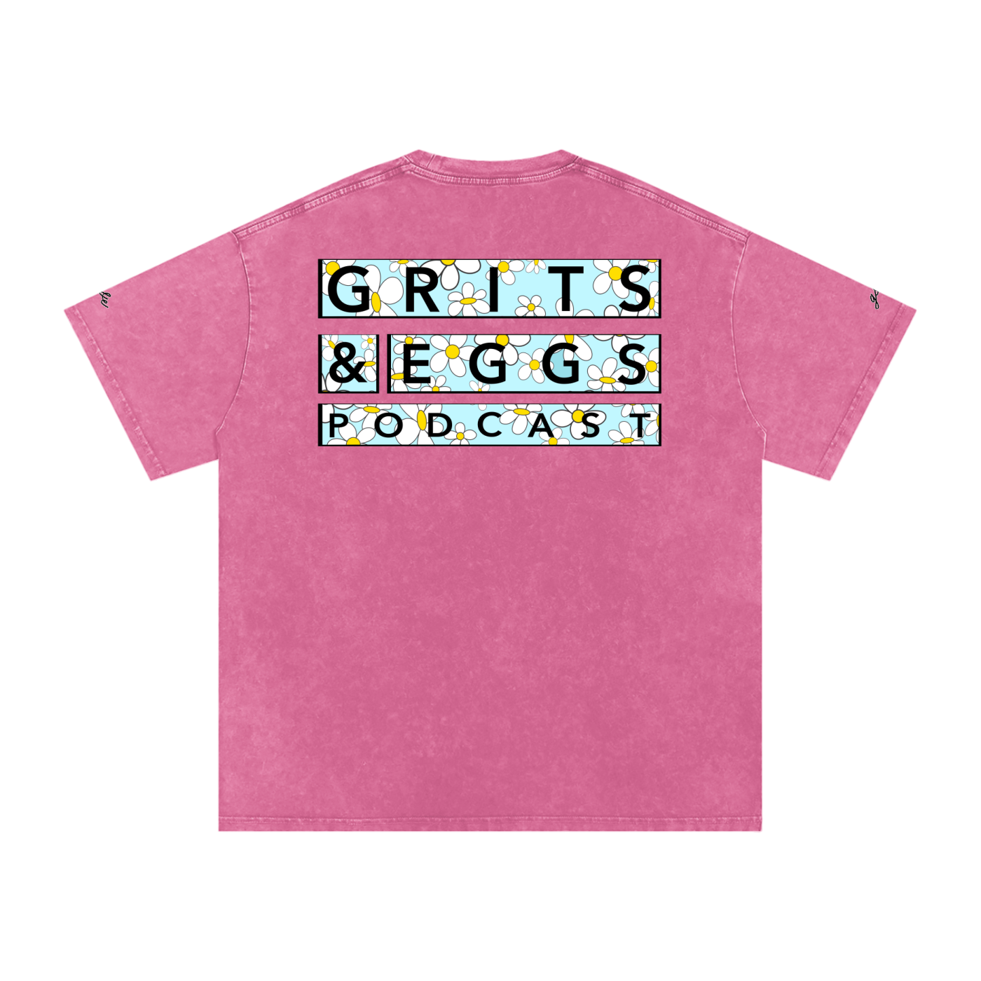 Spring Daisies - Signature Logo - Snow Washed Oversized Tee