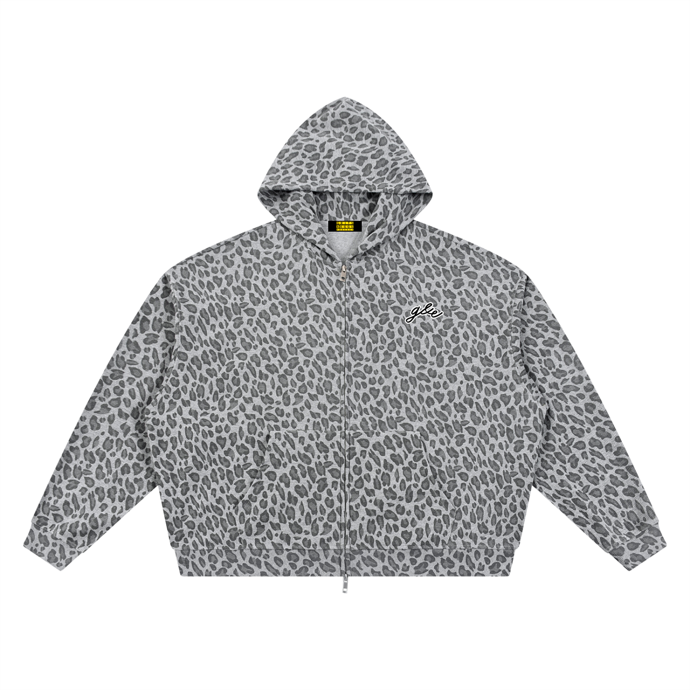 Signature Logo - Leopard Waffle Zip Up Hoodie