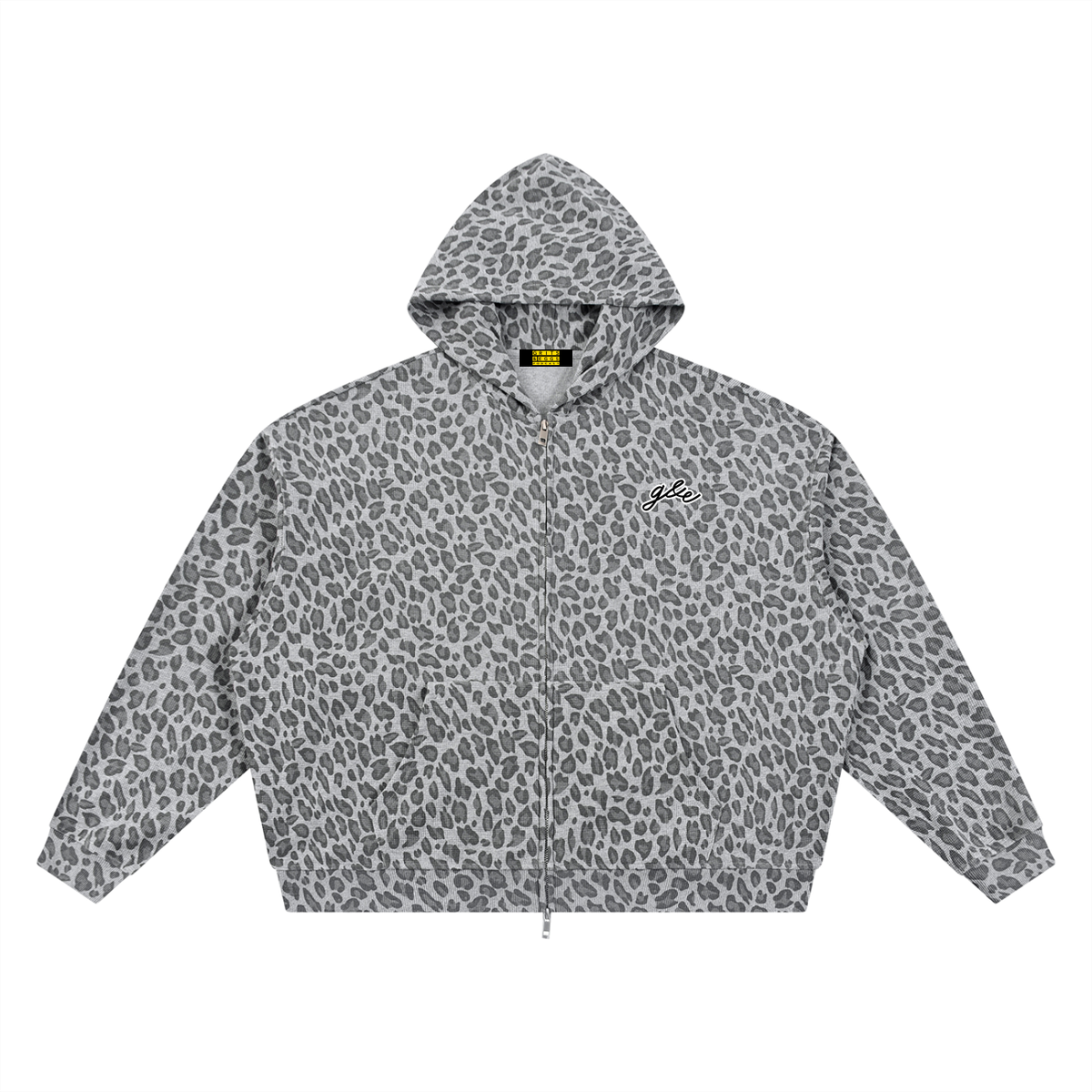 Signature Logo - Leopard Waffle Zip Up Hoodie – Grits & Eggs Pod