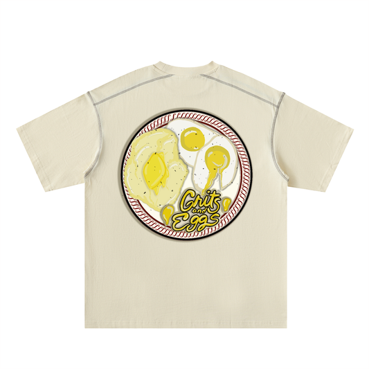 Signature Logo - Oversized Contrast-Stitched Cotton Tee