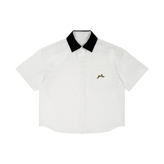 Signature Logo Pin-Stripe Boxy Polo