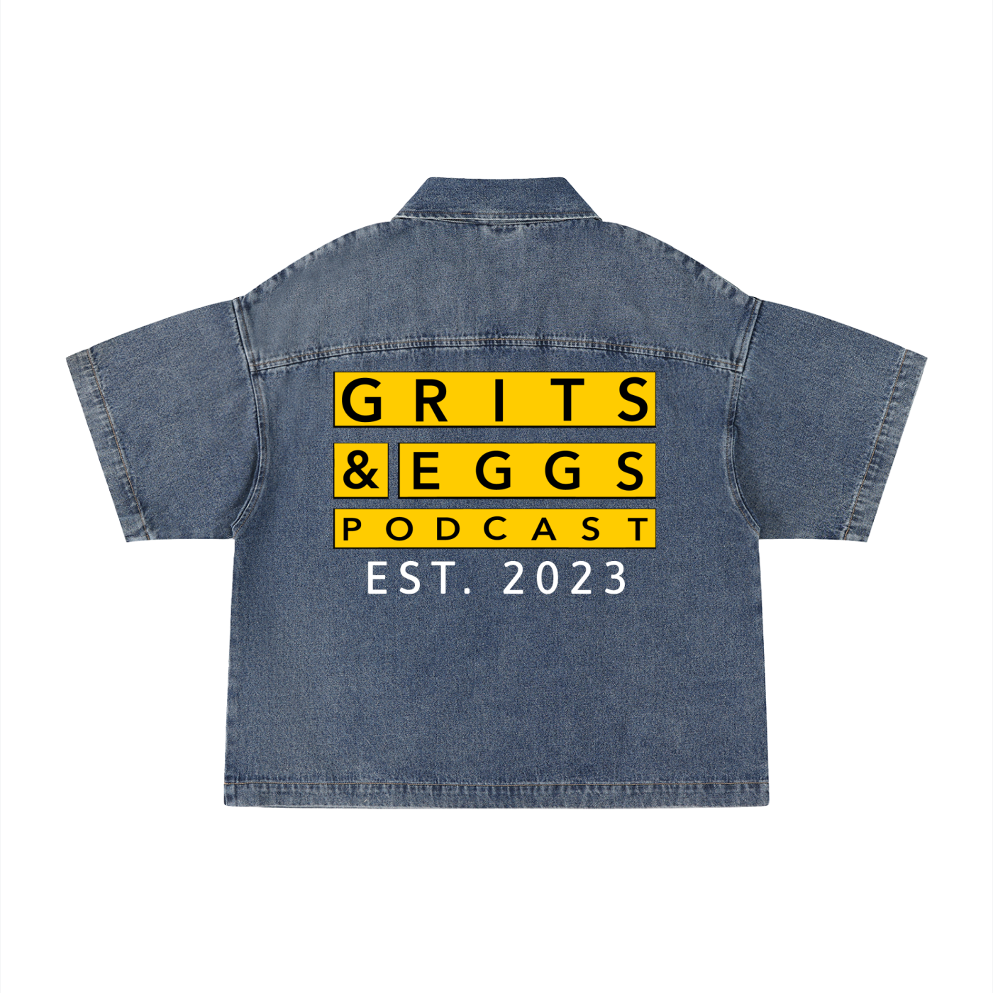 Signature Logo - Boxy Quarter-Zip Denim Shirt