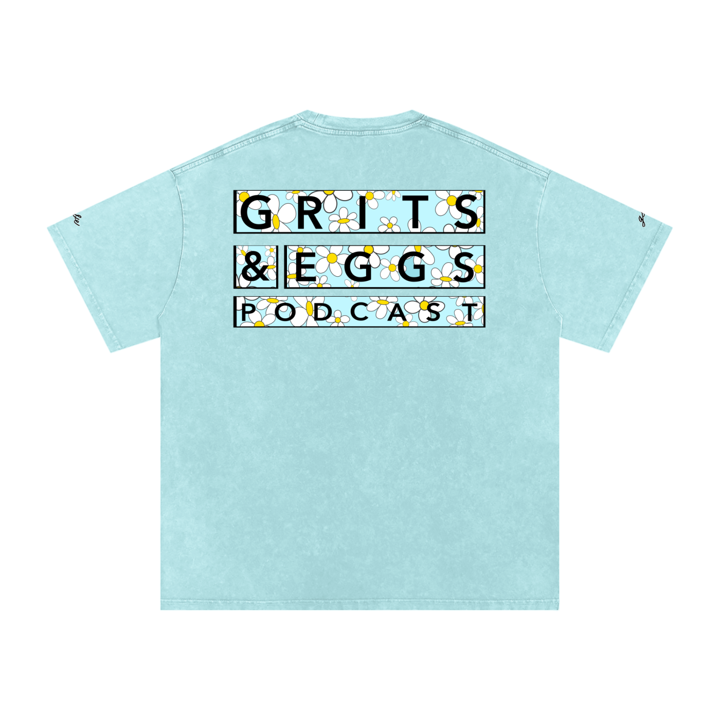 Spring Daisies - Signature Logo - Snow Washed Oversized Tee