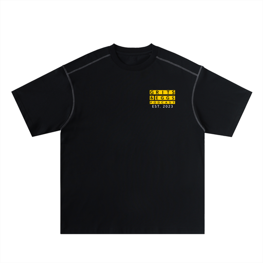 Signature Logo - Oversized Contrast-Stitched Cotton Tee