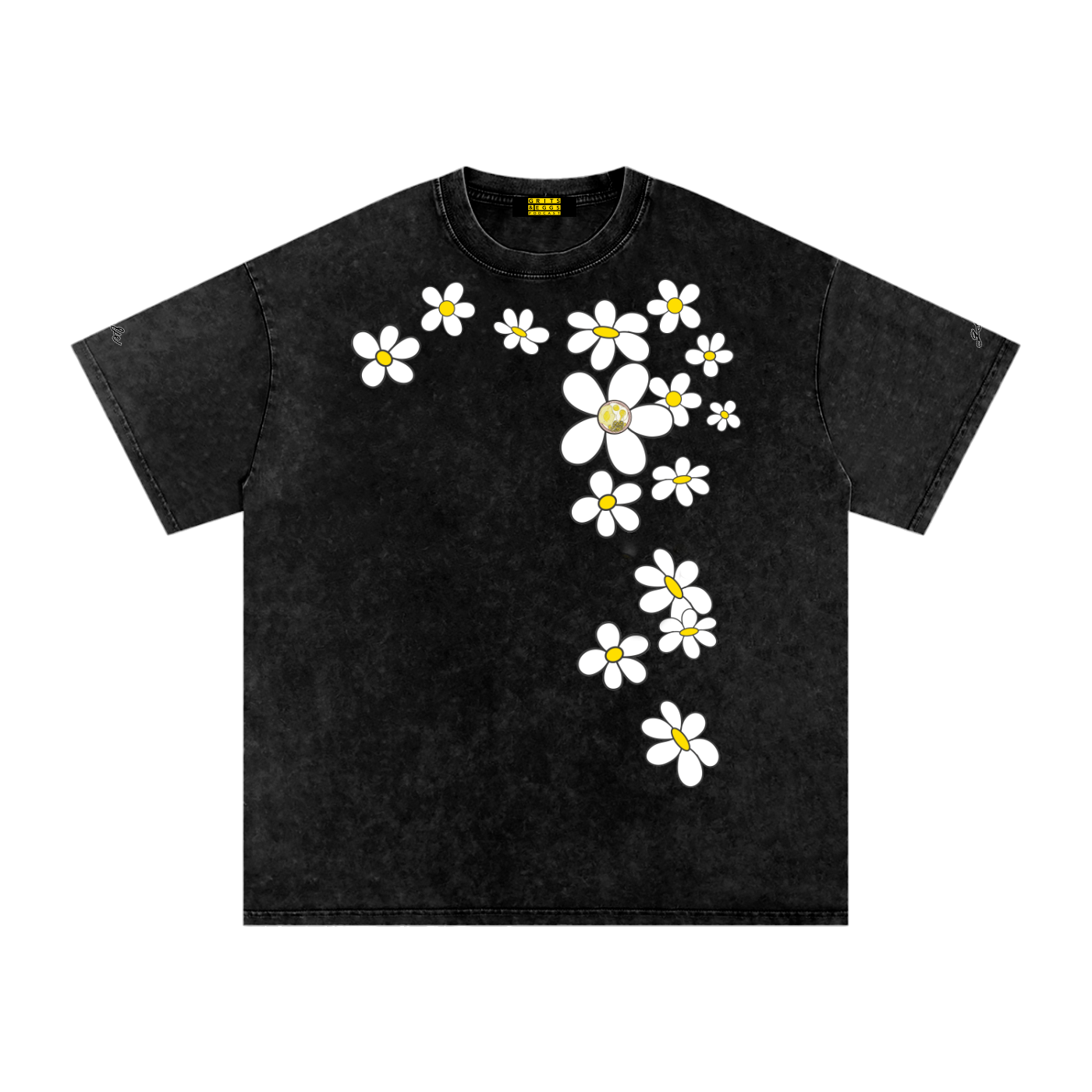 Spring Daisies - Signature Logo - Snow Washed Oversized Tee